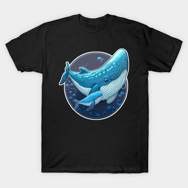 Baby and mama whale T-Shirt by Stickandteach